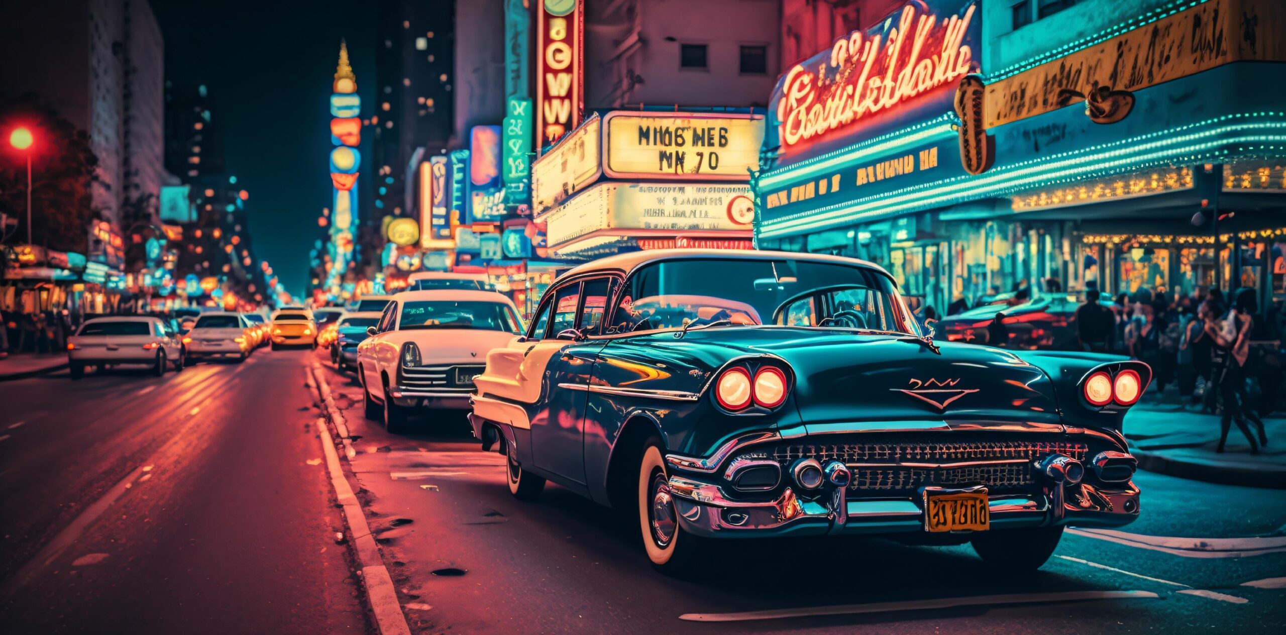 Classic Cars at Night - jigsaw-puzzles.UK